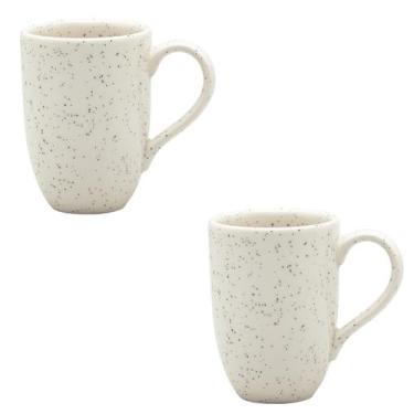 Imagem de Conjunto Jogo 2 Canecas Xícaras Oxford Flat Chuvisco 350 ml Cerâmica