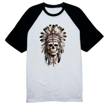 Imagem de Camiseta Raglan Caveira Indigena Cocar flechas cruzadas - Alearts, EG