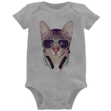 Imagem de Body Bebê Gato Headphone - Foca na Moda, Cinza, P