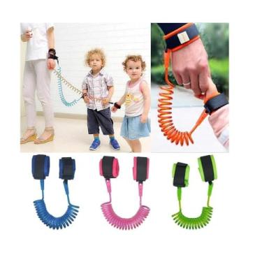 Imagem de PULSEIRA DE SEGURANCA INFANTIL GUIA CRIANCA ANTI PERDA AJUSTAVEL CONTROLE CORDAO PASSEIO SHOPPING ROSA