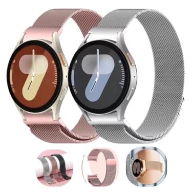 Imagem de Pulseira Slim Milanese Loop Compatível com Samsung Galaxy Watch 7, 40mm 44mm, Malha Magnética de Aço Inoxidável Watch7 (Prata)