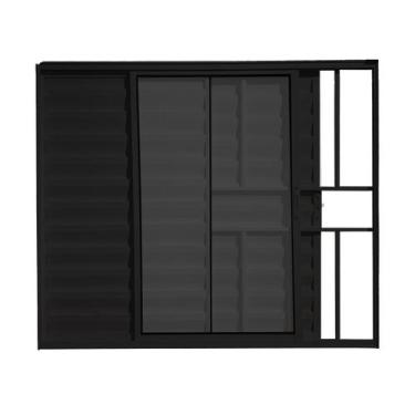 Imagem de Veneziana 3 Folhas Com Grade 100X150 Alumínio Preto Linha Esmeralda - 