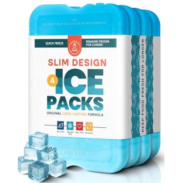 Imagem de Healthy Packers Bolsas de gelo para lancheiras e refrigeradores - Pacotes de freezer - Pacote legal original | Acessórios de refrigerador para praia, acampamento e pesca | Bolsa de gelo reutilizável