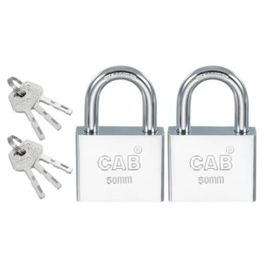 Imagem de PATIKIL Cadeado de copo de pino de 50 mm, 2 fechaduras diferentes com chave, cadeados de aço inoxidável, manilha endurecida com chaves para porta interna e externa, prata