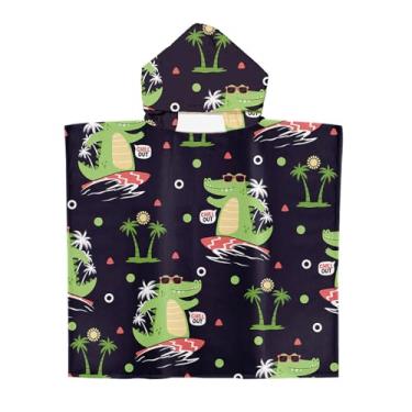 Imagem de Irisbell Toalha de praia infantil com capuz mistura de algodão toalha de praia vestível com capuz para crianças, toalha de banho macia absorvente envoltório de desenho animado roupão de banho de