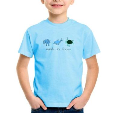Imagem de Camiseta Infantil Animals are friends - Foca na Moda, Azul bebê, 8