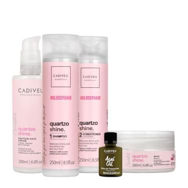 Imagem de Kit Cadiveu Professional Quartzo Shine Shampoo Condicionador Máscara Pré-Shampoo e Açaí Oil (5 produtos)