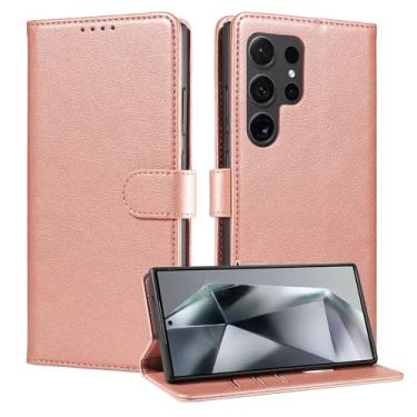 Imagem de LYJSMGZ Capa moderna para Samsung Galaxy A56/A36, carteira com bloqueio de RFID, capa de proteção de textura de lichia, rosa, A36