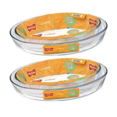 Imagem de Kit 4 Assadeiras Travessa Vai ao Forno Vidro 3,2L 4L Marinex - NADIR F