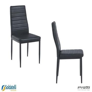 Imagem de Kit 2 Cadeiras V1001 Base em Aço Estofada em PVC Preta ou Marrom  - Ri