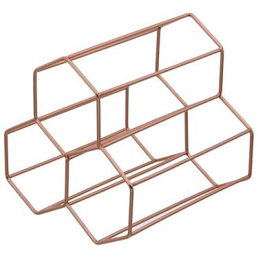 Imagem de Adega de Mesa Empilhável em Metal, 3 Garrafas, Acabamento em Cobre