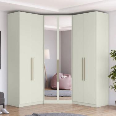 Imagem de Guarda-Roupa Casal Modulado Seletto 6 Portas 3 Gavetas com Espelho Me31 Areia - Henn