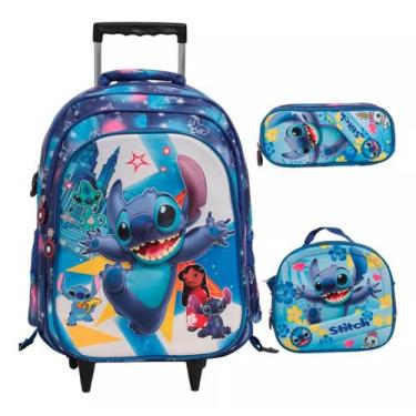 Imagem de Kit Mochila Infantil De Rodinhas Stitch Lancheira Térmica - Plike