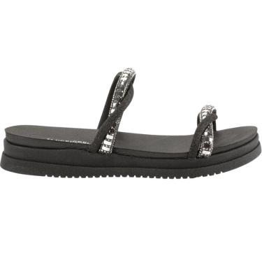 Imagem de Tamanco Feminino FlatForm Casual Dia a Dia com Strass Tiras Trançadas Bico Redondo Mississipi MB301
