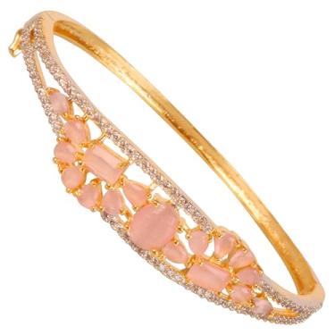 Imagem de Touchstone Joias indianas de Bollywood Impressions Atraente Escolha Princesa Zircônia Cúbica CZs Designer Joias Articuladas Pulseira em Tom Dourado ou Branco para Mulheres., Zircônia cúbica, Sem