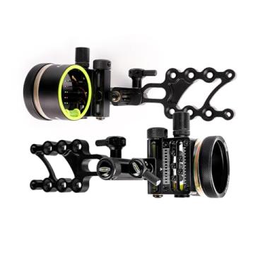 Imagem de Mira de arco composta de liga de alumínio para tiro com arco e flecha de 0 cm, fibra óptica, 5 pinos, acessório de arco composto de luz de visão (haste curta)