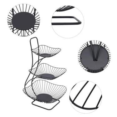 Imagem de Cesta de frutas Cesta de frutas de metal de 3 camadas, placa de frutas, tigela de vegetais, suporte de armazenamento, organizador preto Tigela de cesta de frutas(Gold)