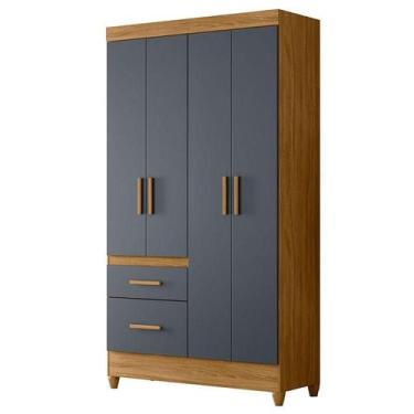 Imagem de Guarda Roupa Solteiro Madri 4 Portas Freijó Cinza - Moval