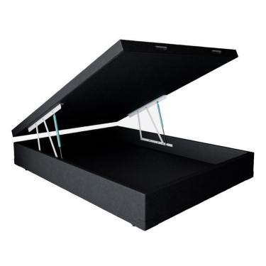 Imagem de Cama box universal com baú corino preto casal (138x188x30cm)
