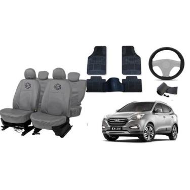 Imagem de Kit capa couro cinza IX 16-20 com volante esportivo - ferro tech br