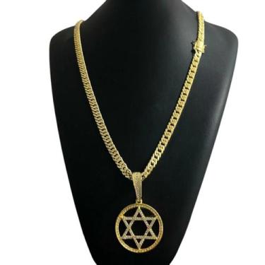 Imagem de Cordão Grumet 7Mm + Pingente Estrela De Davi Banhado A Ouro - Tojoia18