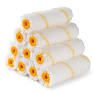 Imagem de Mister Rui Capas de rolo de tinta, 10 peças, rolo de pintura de 10 cm cochilo de 9 mm, rolos de tinta de microfibra para pintar paredes, armários, acabamento, uso com todas as tintas e manchas