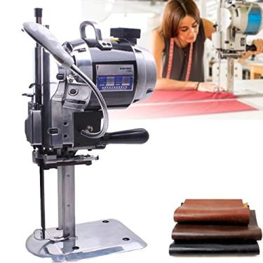 Imagem de Máquina de cortar tecido elétrica com faca reta vertical, cortador de tecido elétrico de 1100 W, cortador de tecido elétrico com faca reta vertical com luz LED, para tecido, roupa, papel de couro, 15