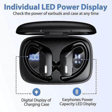 Imagem de Fones de ouvido fones de ouvido sem fio fones de ouvido bluetooth chronus fones de ouvido intra-auriculares sem fio 48h tempo de reprodução com led