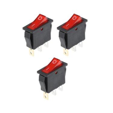 Imagem de Kit 03 x Chave Gangorra on/off KCD3-102N 3T 15A/20A Vermelha - ATMX