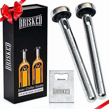 Imagem de Beer Chiller Sticks for Bottles Set | 2 Stainless Steel Cooling Chillers for Chubby Bottles | Christmas Gift Accessories | Cooler Gag Idea for Mens Birthday Gifts