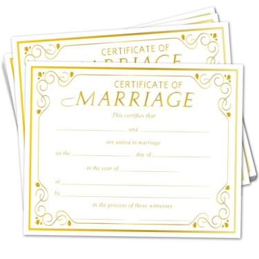 Imagem de Certificado de casamento dourado, 25 certidões de casamento em branco para propostas de cerimônias, papel de certidão de casamento para casais oficiais recém-casados, suprimentos de propostas