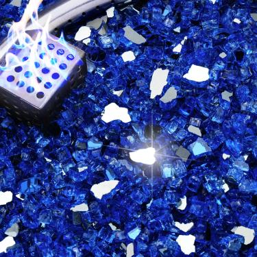 Imagem de NUPICK Vidro de fogo de 4,5 kg, vidro refletivo de 1/4 polegada, pedra de vidro de fogueira temperado para propano ou gás natural, pedras de vidro para mesa de fogueira, vidro de lareira para