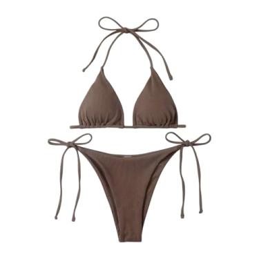 Imagem de Vaveren Biquíni feminino ajuste maiô de maiô para atividades de clubes de férias de férias, Coffee S