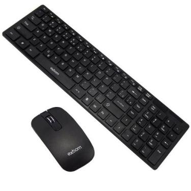 Imagem de Kit Teclado + Mouse Sem Fio Wireless Usb Exbom BK-S1000 com Capa de Si