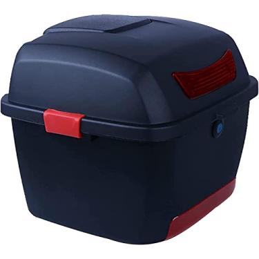 Imagem de LILINWAN Caixa superior universal para motocicleta, porta-malas, caixa traseira de armazenamento de bagagem, reflexão noturna, caixas de armazenamento e acessórios (preto fosco)