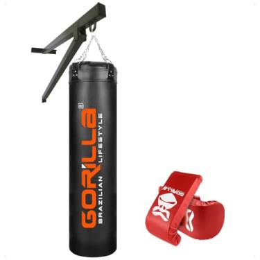 Imagem de Kit Luta - Saco de Pancada 160cm + Luvas Bate Saco - Muay Thai + Suporte Saco Boxe - Suporte de Parede - Gorilla