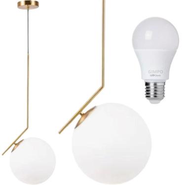 Imagem de Luminária Pendente Jabuticaba 45Cm Angular Globo Vidro 15Cm