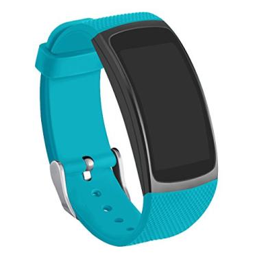 Imagem de GHIJKL Pulseira compatível Gear Fit2 Pro/Fit2, pulseira de substituição de silicone para Samsung Gear Fit 2 e 2 Pro Tracker (azul-petróleo)