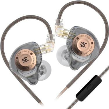 Imagem de Fones de ouvido intra-auriculares KZ EDX PRO X HiFi, fone de ouvido intra-auricular dinâmico esportivo 0,75 pinos, poderoso fone de ouvido graves para audiphiles (cinza, com microfone)
