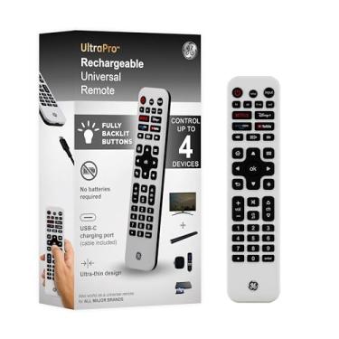 Imagem de GE Controle remoto de TV recarregável, controle remoto universal, botões retroiluminados, substituição de controle remoto Samsung TV para Smart TVs, Apple TV, Sony, controle remoto de substituição