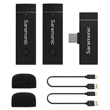 Imagem de Saramonic Microfone Lavalier sem fio para telefone Android USB-C Plug Play Tipo-C para iPhone 15 Cancelamento de ruído Compacto sem fio Clip on Mic para gravação de vídeo, transmissão ao vivo