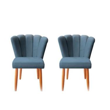 Imagem de Kit 2 Cadeiras De Jantar Estofadas Reforçada Decorativa Pétala Suede -