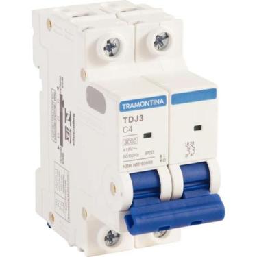 Imagem de Disjuntor Tramontina 4A 2P Bipolar Curva C 3kA TDJ3 DIN