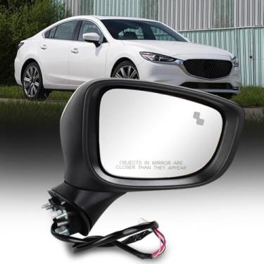 Imagem de CHELANGHU Lado de 9 pinos | Conjunto de espelho reverso adequado para Mazda 6 2017 2018 2019 2020 2021 | Pintado de branco | Ajuste e dobra de energia | Lâmpada de giro | Aquecida | Monitoramento de