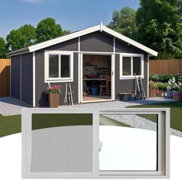 Imagem de Substituição de janela de galpão 44x18, janelas deslizantes de ventilação do porão com tela e vidro temperado, janelas de moldura de alumínio de 7,6 cm de profundidade para galinheiros, banheiro, casa