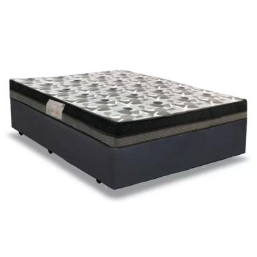 Imagem de Cama Box Casal Sintético + Colchão Casal Ortobom Iso Dupla Face 60x138x188 cinza