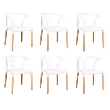 Imagem de Conjunto 6 Cadeiras Polipropileno Wishbone Yescasa Branco