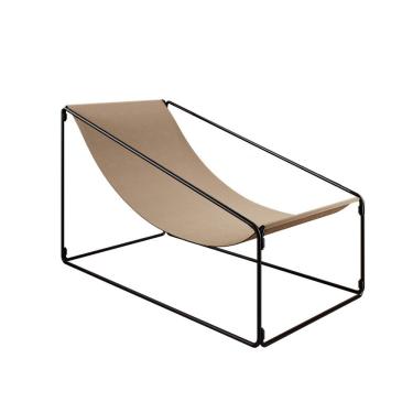 Imagem de Espreguiçadeira Industrial Luxo Arpoador Tecido Suede Bege - Cor: Bege