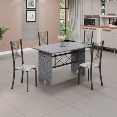 Imagem de Conjunto De Mesa Tampo De Granito Ocre Com 4 Cadeiras Lorena Yescasa Paraopeba/mart Prata