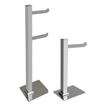 Imagem de Kit 1 Papeleira De Chão Dupla E 1 Porta Toalhas De Bancada Ducon Metais Cromado